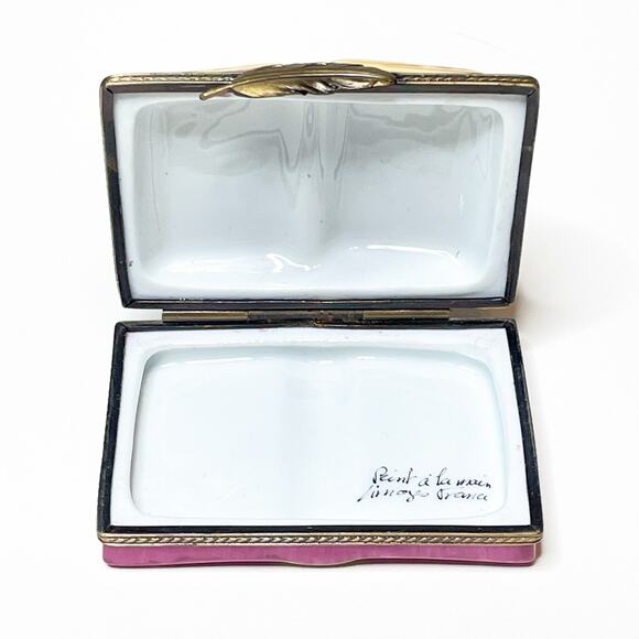 Limoges Box Pipe On Book Hand Painted Porcelain Trinket - Picture 2 of 3